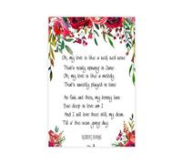 SDKAHKZO Oh My Love Is Like A Red Red Rose Canvas Modern Poster Wall Art Prints Paintings Living Room Bedroom Decor 12x18inch(30x45cm)