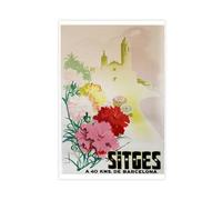 SDKAHKZO One Kilometer in Barcelona, the Spanish Retro Route Canvas Modern Poster Wall Art Prints Paintings Living Room Bedroom Decor 16x24inch(40x60cm)