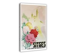 SDKAHKZO One Kilometer in Barcelona, the Spanish Retro Route Canvas Wall Art Posters And Prints Room Aesthetic Bedroom Office Decor 24x36inch(60x90cm)