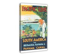 SDKAHKZO Pacific Route to South America Via Bermuda Havana Vintage Travel Poster Canvas Modern Poster Wall Art Prints Paintings Living Room Bedroom Decor 12x18inch(30x45cm)