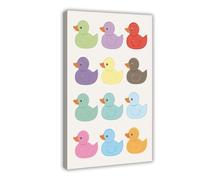 SDKAHKZO Pastel Rubber Duck Modern Nursery Bathroom Canvas Modern Poster Wall Art Prints Paintings Living Room Bedroom Decor 16x24inch(40x60cm)