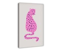 SDKAHKZO Pink And White Leopard Print, Preppy Room Decor, Maximalist Bohemian Style Canvas Modern Poster Wall Art Prints Paintings Living Room Bedroom Decor 24x36inch(60x90cm)