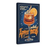 SDKAHKZO Retro Cocktails A Bold Blue Happy Hour Vibe for Your Space Canvas Art Wall Decor Posters Home Bar Restaurant Garage Cafe Logo Gift 20x30inch(50x75cm)