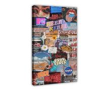 SDKAHKZO Retro Fashion Collage, Aesthetic Decoration, Unusual Vintage Poster, Nostalgic Art2 Canvas Wall Art Posters And Prints Room Aesthetic Bedroom Office Decor 16x24inch(40x60cm)
