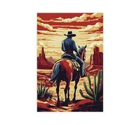 SDKAHKZO Ride at Dusk A Cowboys Journey through The Desert in Retro Western Style Canvas Art Wall Decor Posters Home Bar Restaurant Garage Cafe Logo Gift 12x18inch(30x45cm)