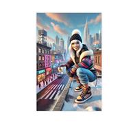 SDKAHKZO Rooftop Coffee A Touch of Warmth in The Cold Winter Canvas Wall Art Posters And Prints Room Aesthetic Bedroom Office Decor 12x18inch(30x45cm)