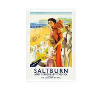 SDKAHKZO Saltburn And Musk Retro Travel on The British Seaside Canvas Art Wall Decor Posters Home Bar Restaurant Garage Cafe Logo Gift 24x36inch(60x90cm)