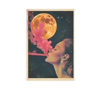 SDKAHKZO Smoking The Moon A Journey Through Cosmic Imagination Canvas Art Wall Decor Posters Home Bar Restaurant Garage Cafe Logo Gift 24x36inch(60x90cm)