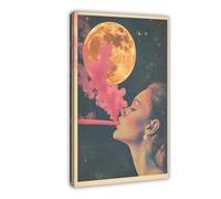 SDKAHKZO Smoking The Moon A Journey Through Cosmic Imagination Canvas Wall Art Posters And Prints Room Aesthetic Bedroom Office Decor 12x18inch(30x45cm)