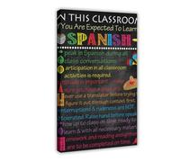 SDKAHKZO Spanish Language Classroom Rules Poster Canvas Wall Art Posters And Prints Room Aesthetic Bedroom of