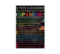 SDKAHKZO Spanish Language Classroom Rules PosterCanvas Modern Poster Wall Art Prints Paintings Living Room Be