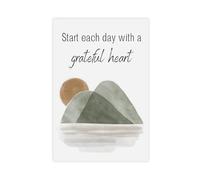 SDKAHKZO Start Each Day with A Grateful Heart, Inspirational Quotes, Forest Green Mountains Canvas Modern Poster Wall Art Prints Paintings Living Room Bedroom Decor 20x30inch(50x75cm)