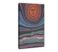 SDKAHKZO Sun Vintage Wall Art, Soft Neutral Colors, Celestial Print, Boho Style Canvas Modern Poster Wall Art Prints Paintings Living Room Bedroom Decor 16x24inch(40x60cm)