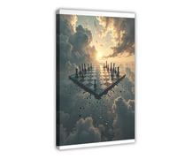 SDKAHKZO Surreal Chess A Fantasy Chessboard Floating in The Sky Canvas Modern Poster Wall Art Prints Paintings Living Room Bedroom Decor 12x18inch(30x45cm)