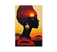 SDKAHKZO The Silhouette of Heritage Embracing African Beauty Canvas Art Wall Decor Posters Home Bar Restaurant Garage Cafe Logo Gift 12x18inch(30x45cm)