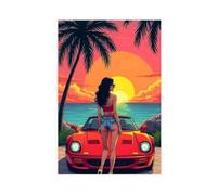 SDKAHKZO Tropical Glow The Encounter between Speed And Beauty Canvas Modern Poster Wall Art Prints Paintings Living Room Bedroom Decor 16x24inch(40x60cm)