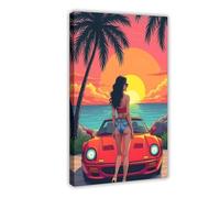 SDKAHKZO Tropical Glow The Encounter between Speed And Beauty Canvas Modern Poster Wall Art Prints Paintings Living Room Bedroom Decor 12x18inch(30x45cm)