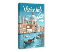 SDKAHKZO Venice Serenity Gondolas Glide through History Not The Grand Canal And St Marks Basilica Canvas Art Wall Decor Posters Home Bar Restaurant Garage Cafe Logo Gift 20x30inch(50x75cm)