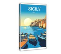 SDKAHKZO Viaje A Sicilia, Italia, Miércoles Canvas Art Wall Decor Posters Home Bar Restaurant Garage Cafe Logo Gift 24x36inch(60x90cm)