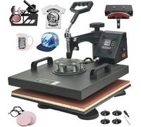SDKEHUI Heat Press Machine 30 x 38 cm 5-in-1 Heat Press Machine Transfer Press 360 Degree Rotation Multi-functional Textile Press for T-Shirts Cups Plates Cap