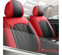 SDKFJ Car Seat Covers Custom Fit Nissan Micra K14 PU Leather Waterproof Breathable Seat Protectors, Non-Slip Scratch-Resistant Car Seat Cushion Covers Full Set,Black & Red