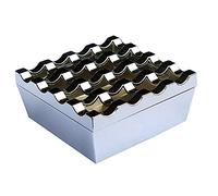 SDKIR-Creative metal 16 hole square ashtray with lid large vintage frosted ashtray,Nickel color