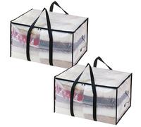 SDLDEER 2 Pack Moving Storage Bags with Zips, 94L Clothes Storage Bag Holiday Decor Organizer Box Large Packing Bags with Handles, Label Pocket, Large Laundry Bag for Moving House, Home Organizing