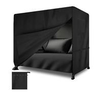 SDLDEER 3 Seater Garden Swing Cover, 210 x 125 x 170 cm Swing Chair Covers Waterproof Heavy Duty Oxford Fabric Windproof Anti-UV Outdoor Garden Hammock Cover for All Weather Protection (Black)