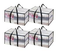 SDLDEER 4 Pack Moving Storage Bags with Zips, 94L Clothes Storage Bag Holiday Decor Organizer Box Large Packing Bags with Handles, Label Pocket, Large Laundry Bag for Moving House, Home Organizing