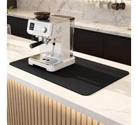 SDLDEER Coffee Mat Coffee Machine Mat, Super Absorbent Draining Board Mat with Rubber Backed, Non Slip Quick Dry Kitchen Counter Mat Dish Drying Pad for Kitchen Counter, Black 40x60cm