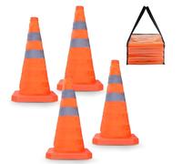 SDLDEER Collapsible Traffic Safety Cones, 4 Pcs 45cm Multi Purpose Pop-up Cones with Reflective Collar, Road Parking Cones for Road Parking, Driving Practice, Traffic Control, Football Training