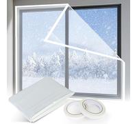 SDLDEER Window Insulation Kit 1.6m x 10m Window Insulation Film Thermal Window Film with Double Sided Tape, POF Insulating Shrink Film for Windows, Draught Excluder Waterproof DustProof, Transparent