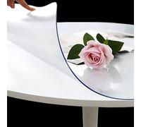 SDLLG Table foil Transparent Round Tablecloth Made of PVC, 2,0mm Crystal Clear foil Washable Table Protection high-Gloss Protection foil See-Through Table Protector Φ 90cm