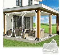 SDLLG Transparent Tarpaulin with Eyelets - 2.2 x 2.2 m, Zip, 0.35 mm PVC Glass Clear Waterproof Rain Curtains