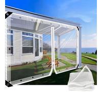 SDLLG Transparent Tarpaulin with Eyelets - 2.4 x 2.4 m, Zip, 0.35 mm PVC Glass Clear Waterproof Tarps - Protective All-Purpose Tarpaulin