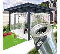 SDLLG Transparent Tarpaulin with Eyelets - 3 x 6 m, 0.35 mm PVC Glass Clear Waterproof Protective Tarps - All-Purpose