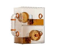 Sdlnklm Hamster Cage Acrylic Crystal Clear Enclosure Stackable Design Running Wheel Water Bottle Food Bowl Starter Kit Easy Cleaning Suitable for Hamster, Orange, 2-Layer Large Wheel