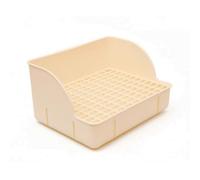 Sdlnklm Industrial Litter Tray Cage Tray Corner Pan With Grid Insert Rotating Lock High Back PP Suitable for litter training clean habitats homes quiet rooms, Beige, Small