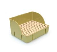 Sdlnklm Industrial Litter Tray Cage Tray Corner Pan With Grid Insert Rotating Lock High Back PP Suitable for litter training clean habitats homes quiet rooms, Green, Small