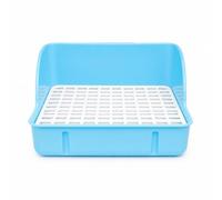 Sdlnklm Industrial Litter Tray Cage Tray Corner Pan With Grid Insert Rotating Lock High Back PP Suitable for litter training clean habitats homes quiet rooms, Blue, Small