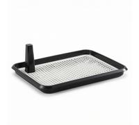 Sdlnklm Industrial Restroom Indoor Tray With Grid Dog Toilet Box Puppy Litter Wall PP fast draining base and easy maintenance suitable for condos balconies puppy training, Black, Large