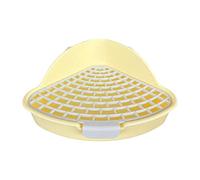 Sdlnklm Medium-sized Toilet, Fan-shaped with Grid, Potty, Bunny, Corner Toilet Box, Small Animal Cage Toilet for Bunnies, Ferrets, Yellow