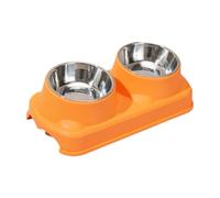 Sdlnklm Stainless Food Bowl, 2-in-1 Design, Flat Shape, Easy to Clean, Stable Base, Keeps The Feeding Area Clean, Suitable for Apartments, Orange