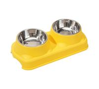 Sdlnklm Stainless Food Bowl, 2-in-1 Design, Flat Shape, Easy to Clean, Stable Base, Keeps The Feeding Area Clean, Suitable for Apartments, Yellow