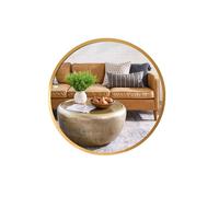 SDlumeiy 12 Inch Aluminum Framed Modern Gold Round Wall Mirror, Small Metal Framed Mirror for Bathroom, Living Room, Entryway, Hallway Decoration (Gold, 12x12)