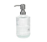 SDlumeiy 13.5 oz Glass Soap Dispenser with Stainless Steel Pump, Refillable, for Hand Soap, Lotion (Clear)