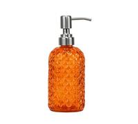SDlumeiy 16 oz Diamond Pattern Glass Soap Dispenser, Kitchen and Bathroom Refillable Soap Dispenser with Rust Resistant Stainless Steel Pump for Hand Soap, Lotion Glass Liquid Dispenser