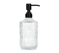 SDlumeiy 18 oz Clear Thick Glass Soap Dispenser with Black Rustproof Pump, Refillable Bathroom, Kitchen Soap Dispenser for Hand Soap, Body Wash and Lotion (Clear-Black Pump)