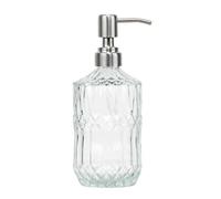 SDlumeiy 18 oz Clear Thick Glass Soap Dispenser with Silver Rustproof Pump, Refillable Bathroom, Kitchen Soap Dispenser for Hand Soap, Body Wash and Lotion (Clear-Silver Pump)