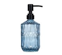 SDlumeiy 18 oz Dark Green Thick Glass Soap Dispenser with Black Rustproof Pump Refillable Bathroom, Kitchen Soap Dispenser for Hand Soap, Detergent, Lotion (Blue)